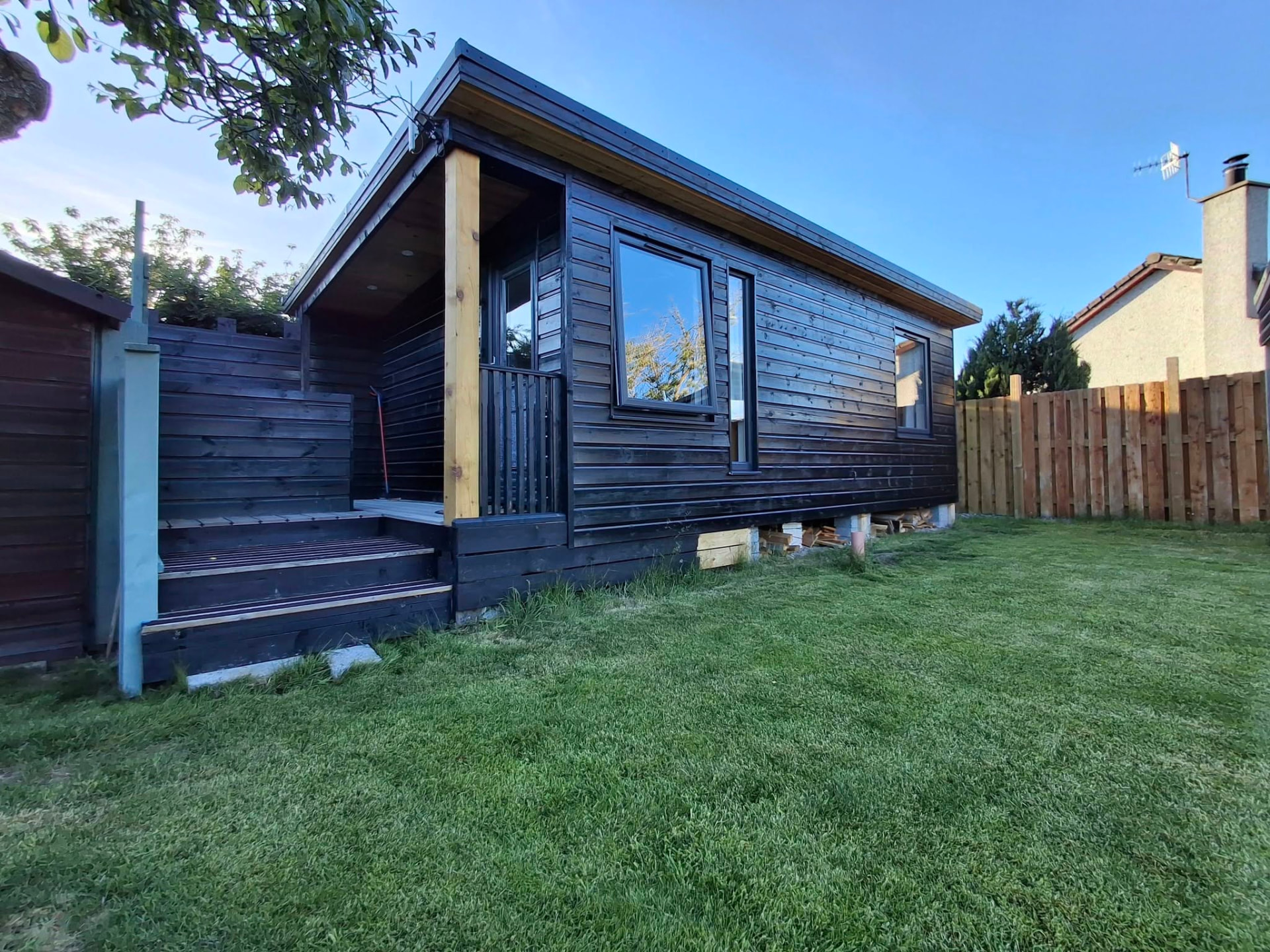 Custom timber-clad garden room and shed build by Patrik Botos Building Contractors in Grantown-on-Spey